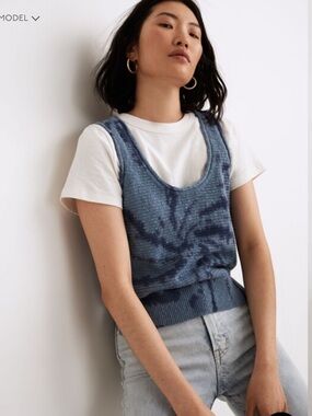 Madewell Blue Tie-Dye Fairview Sweater Tank Small Americana Vacation Resortwear